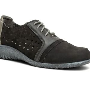 Naot Lalo Perforated Black Leather Lightweight Sneaker, Breathable, Euro 40, US9